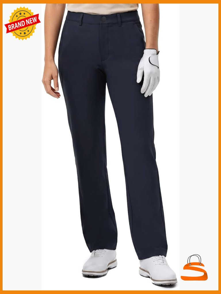 Women's Stretch Golf Pants Straight Leg Belt Loops Work Travel Slacks